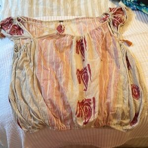 Free people extra small beige and pinkish red top